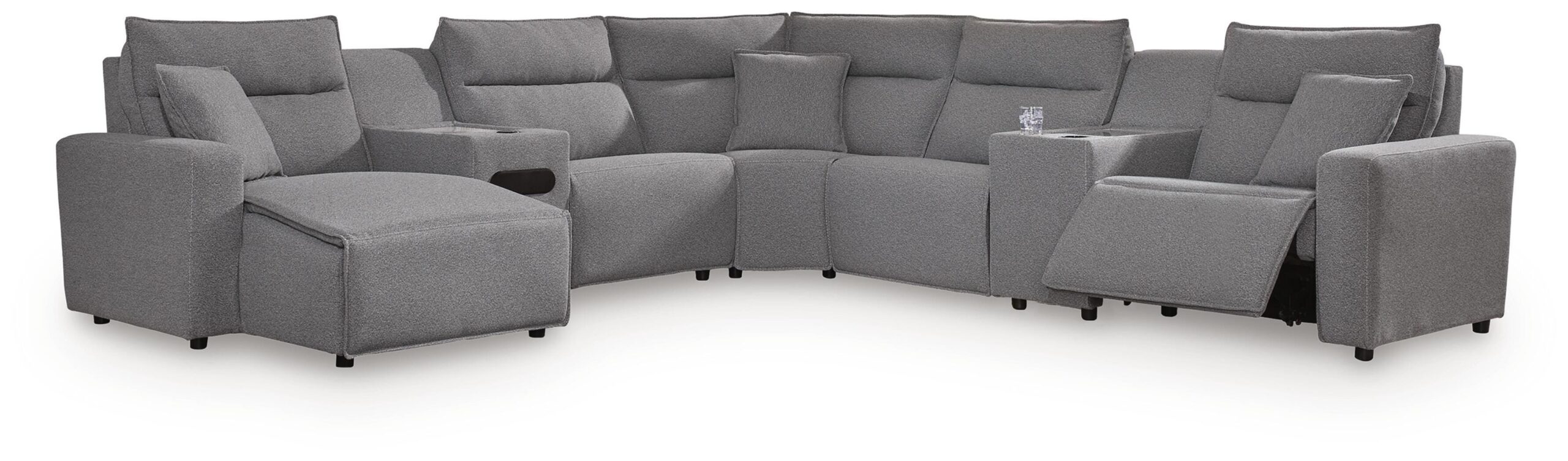 afb67c92ad243f6abec9f408cb3c1449 Modmax II 7-Piece Power Reclining Sectional with Chaise and Audio Console - Image 1