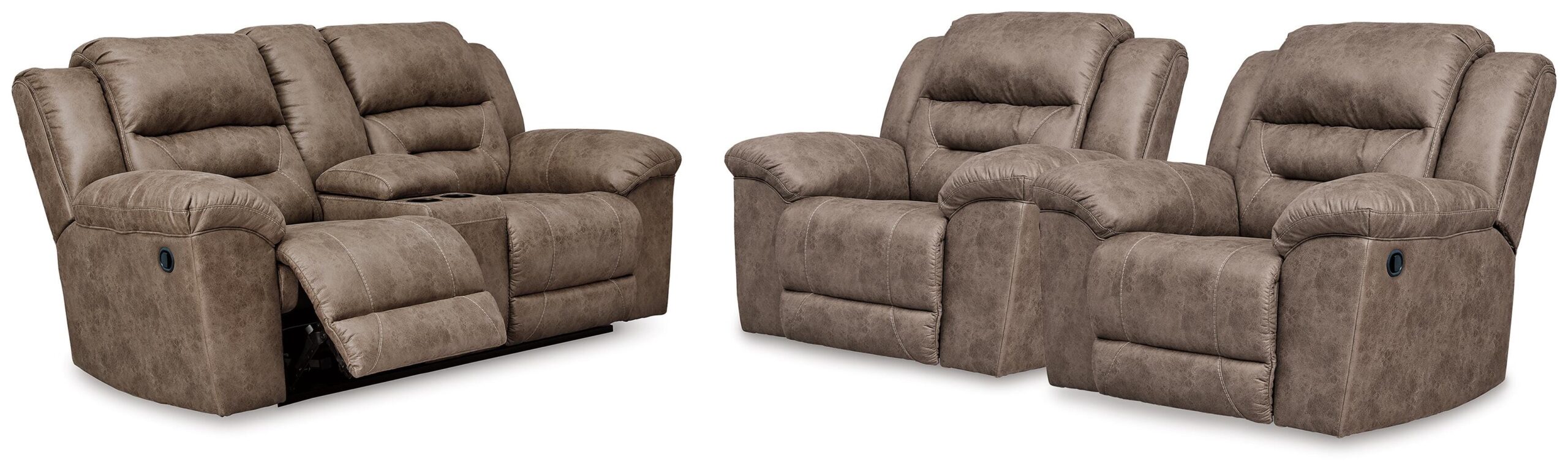 b135d18b7250c5fa6031f96114270dcd Stoneland Reclining Loveseat and 2 Recliners - Image 1