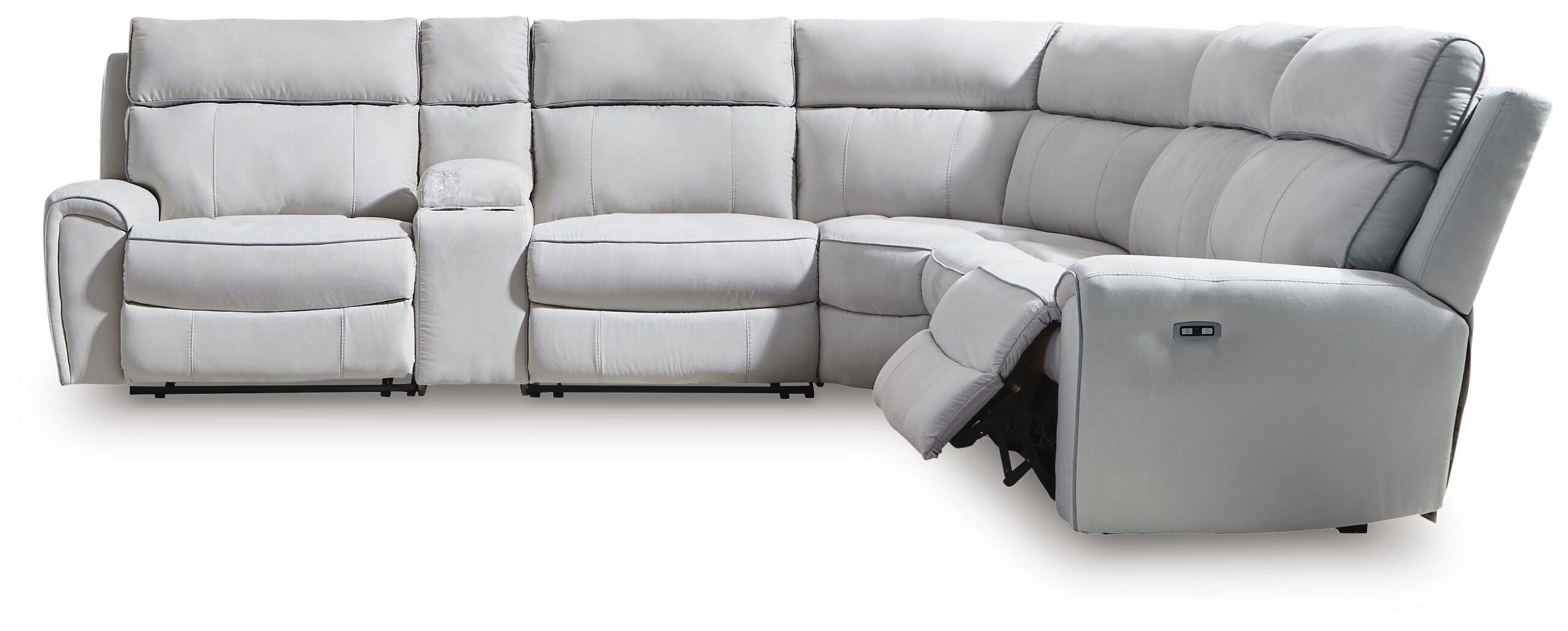 b17c2a72a8f9f1101bdcd62d90d70f22 Social Pointe 6-Piece Reclining Sectional with Storage Console - Image 1