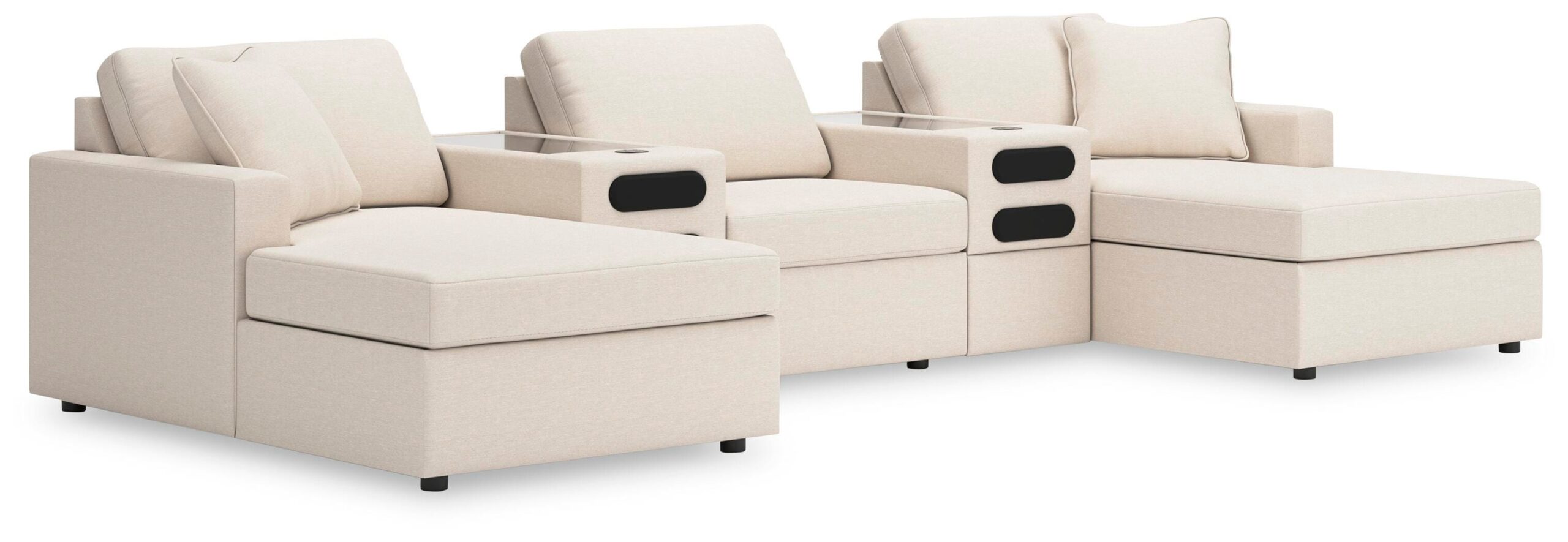 b3e8d06f19bf5327dd5d3f1b3717d977 Modmax 5-Piece Double Chaise with Audio Consoles - Image 1