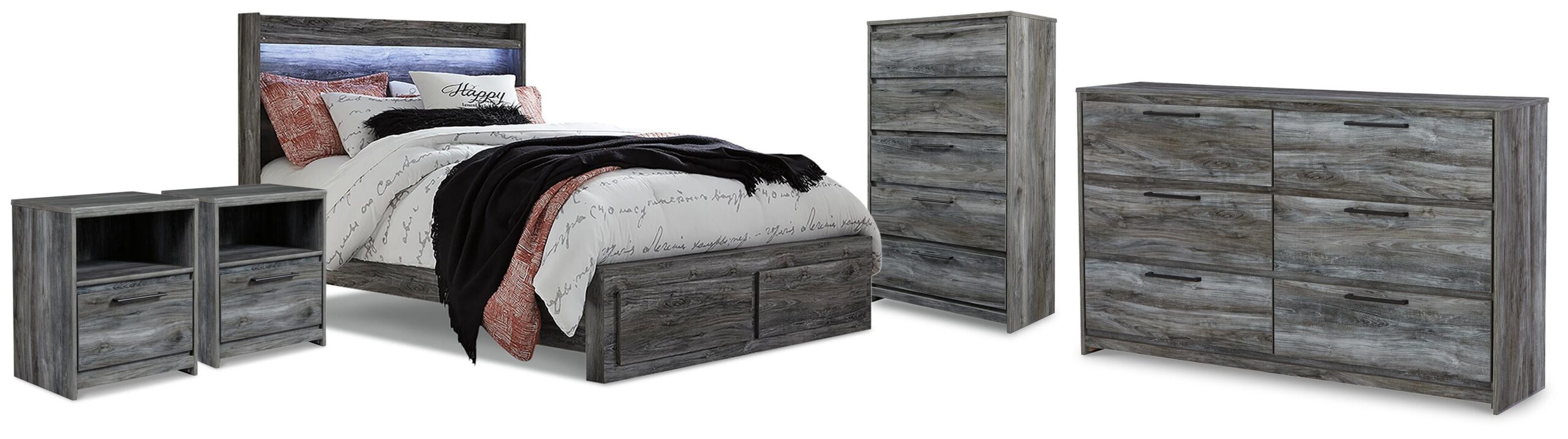 b6bdceb3eba92063443e500efeba201d Baystorm King Panel Storage Bed, Dresser, Chest and 2 Nightstands - Image 1