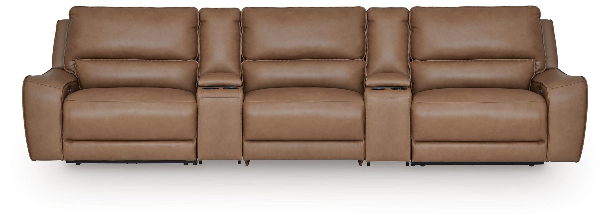 ba1aa4cf1a5fe0c8143139a6c189c423 DeepWakes 5-Piece Reclining Sectional with Storage Consoles - Image 1