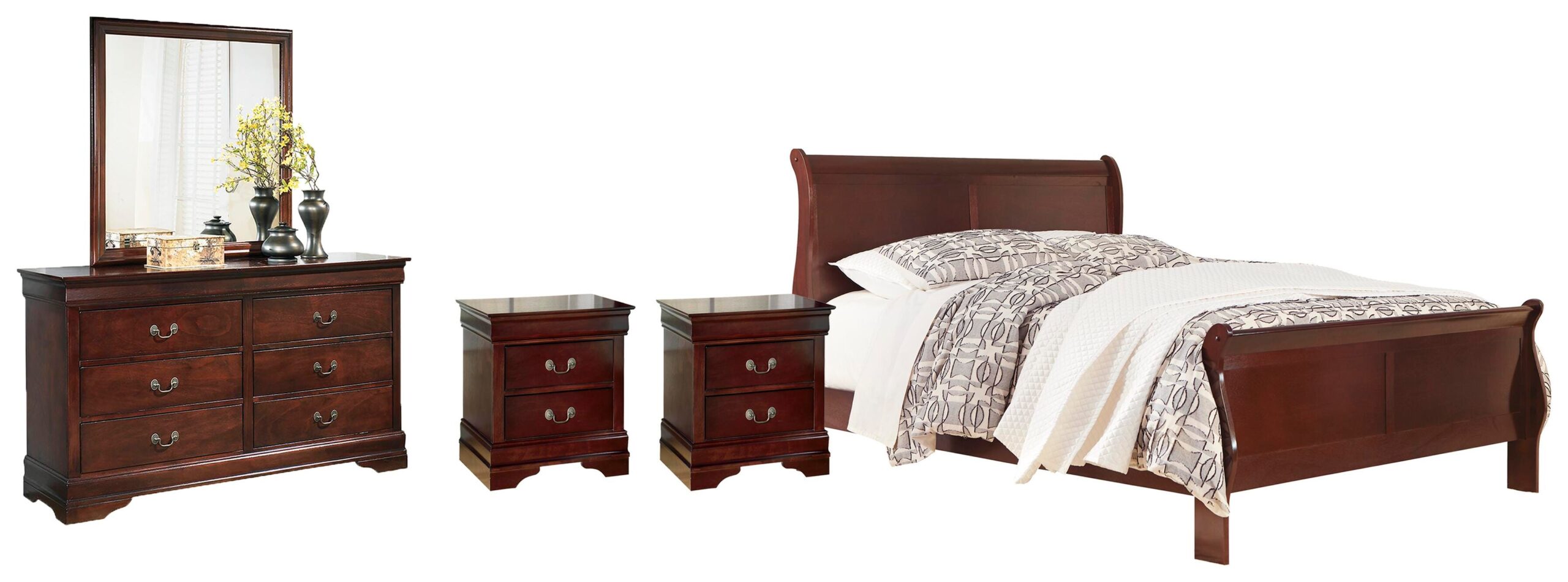 bd24214c9ae1adc84ddfaa925a1824fc Alisdair Queen Sleigh Bed, Dresser, Mirror, Chest and 2 Nightstands - Image 1