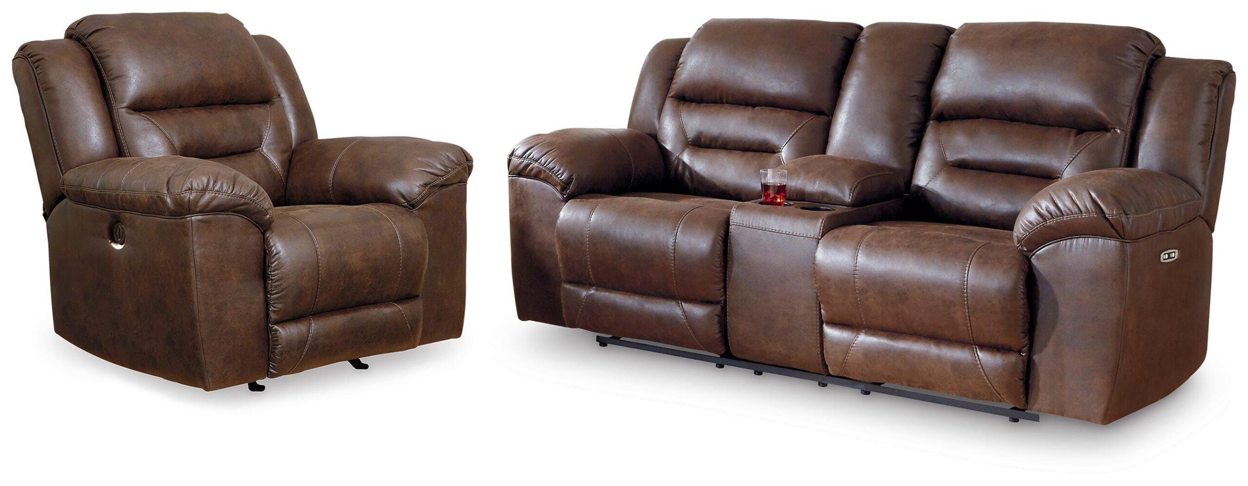 c9f35cee3a0910d03d7c7bcf26380a93 Stoneland Power Reclining Loveseat and Power Recliner - Image 1