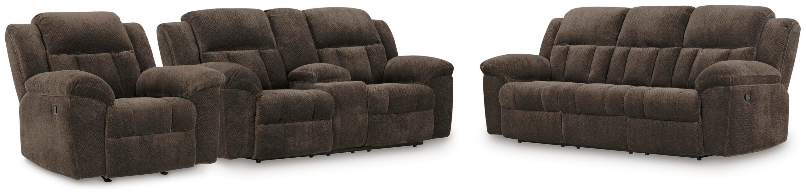 cb1e0e90f65a18de8b11524e67e8bc87 Frohn Reclining Sofa, Loveseat and Recliner - Image 1
