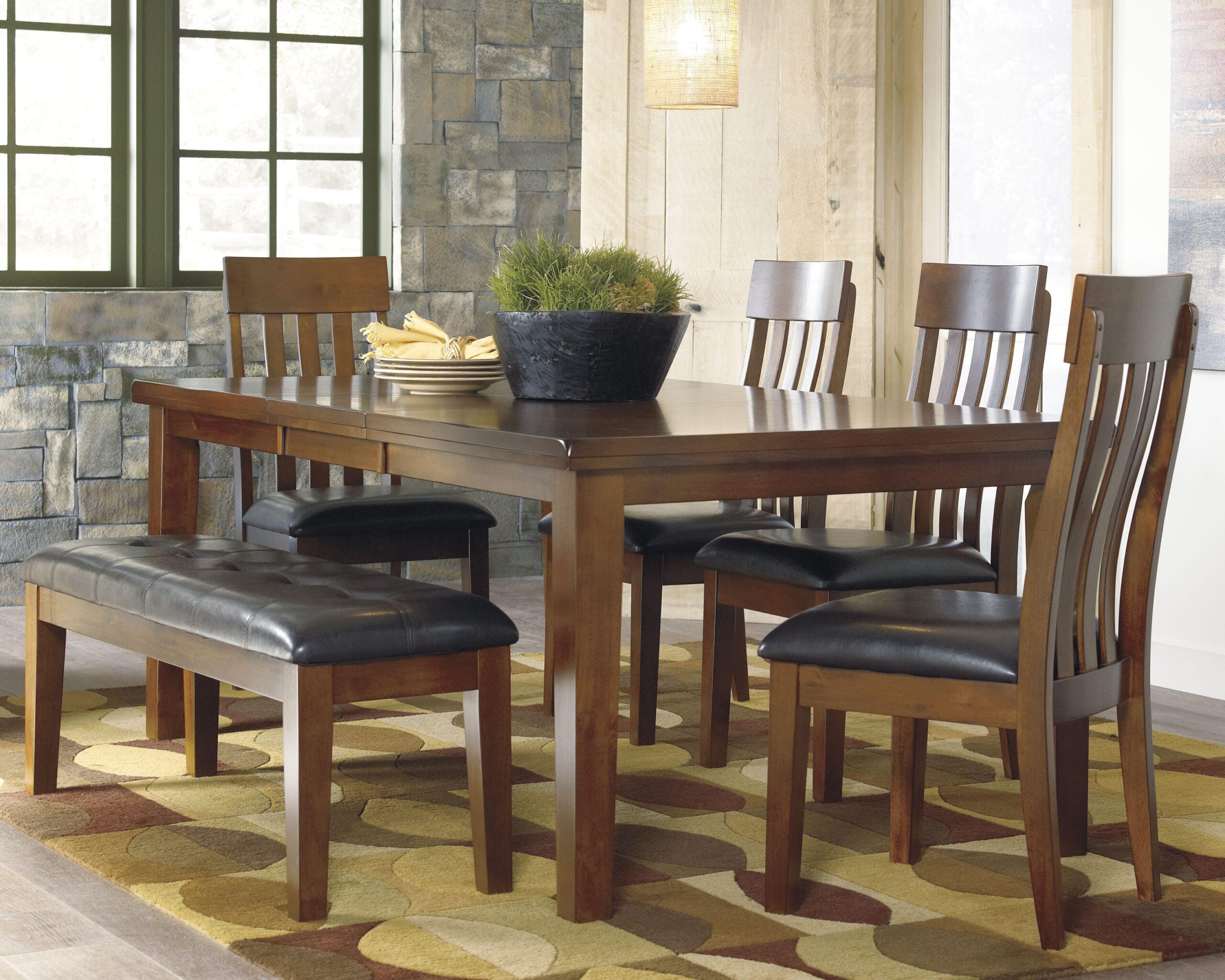 cbe4af6ed62db46e5c9a1df680edf5cb Ralene Dining Table and 4 Chairs and Bench - Image 1