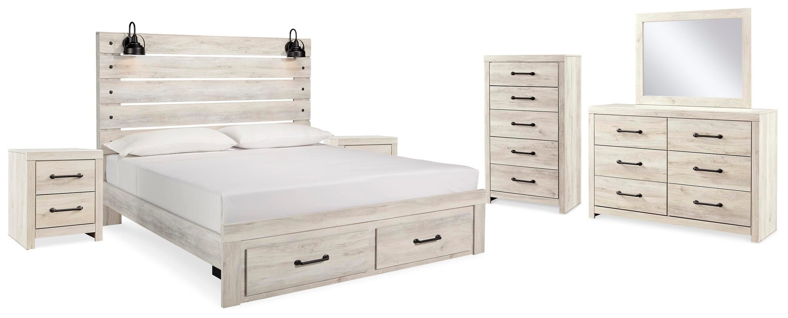 d9fa22bef032c1f91a1161d6760178c6 Cambeck King Panel Storage Bed, Dresser, Mirror, Chest and 2 Nightstands - Image 1