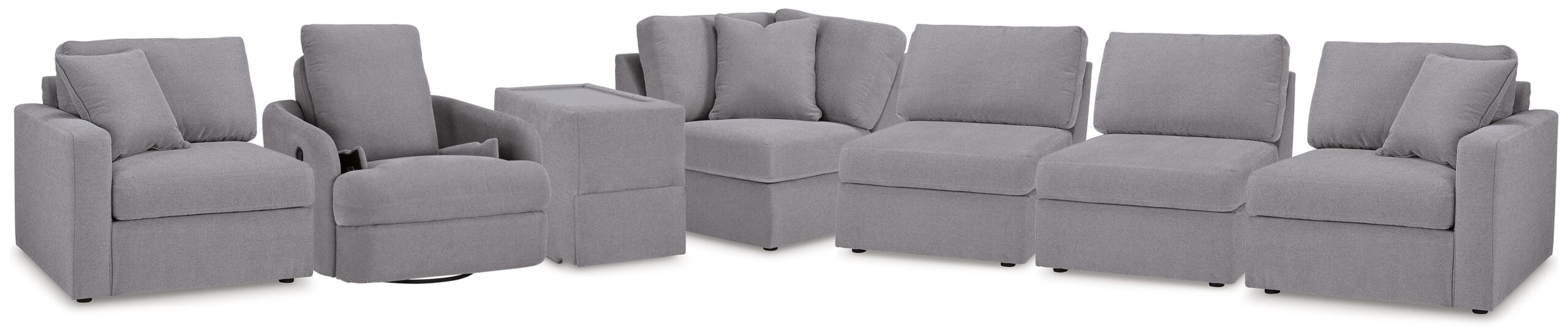 e0ef2829a7b2c225aabf0e5c56a8ae8e Modmax 6-Piece Sectional and Swivel Glider Recliner - Image 1