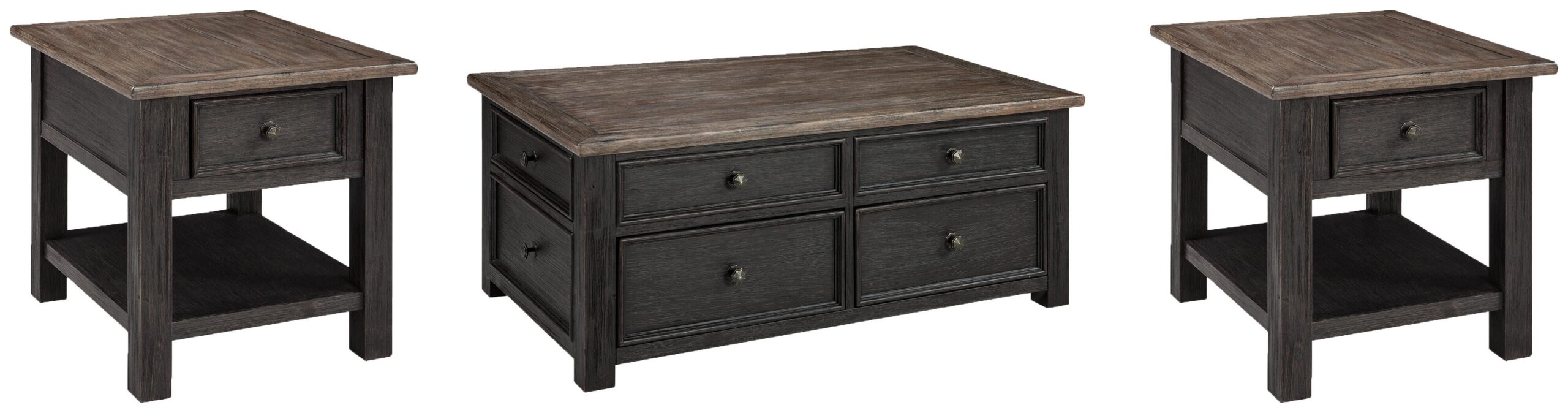 e41103fa17694f02bbad17f6115aac12 Tyler Creek Coffee Table and 2 End Tables - Image 1