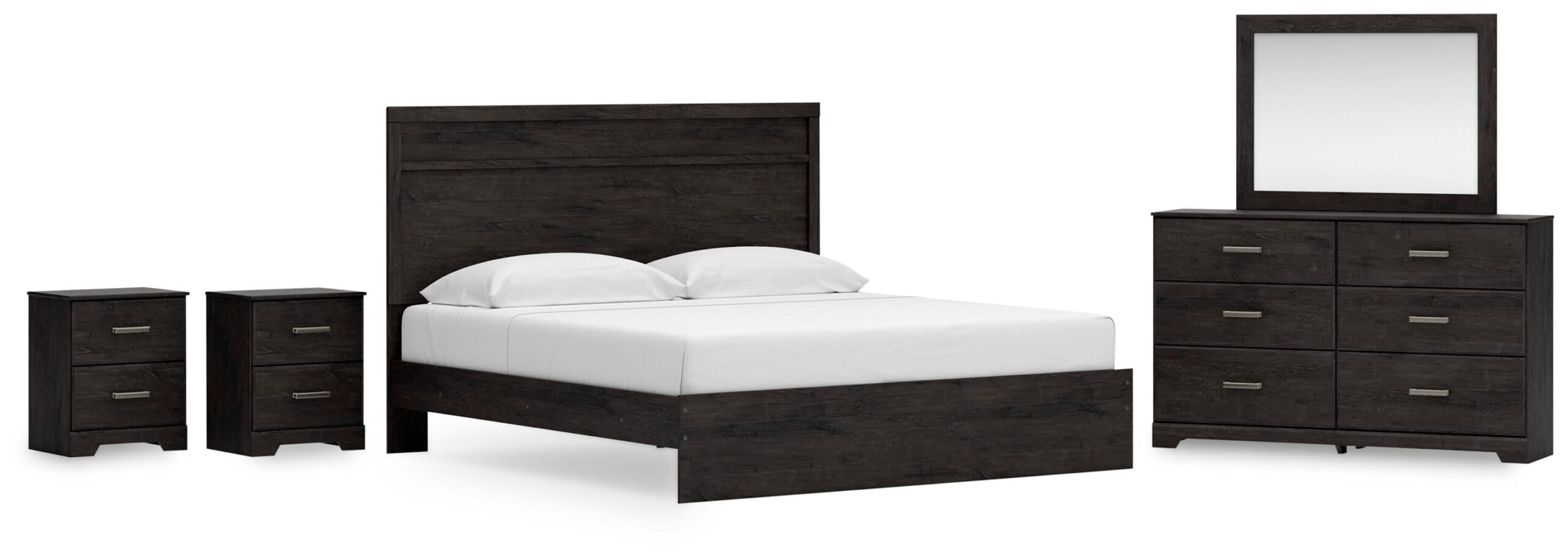 e4548a8541594f397e56f5e1add9b8d7 Belachime King Panel Bed, Dresser Mirror and 2 Nightstands - Image 1