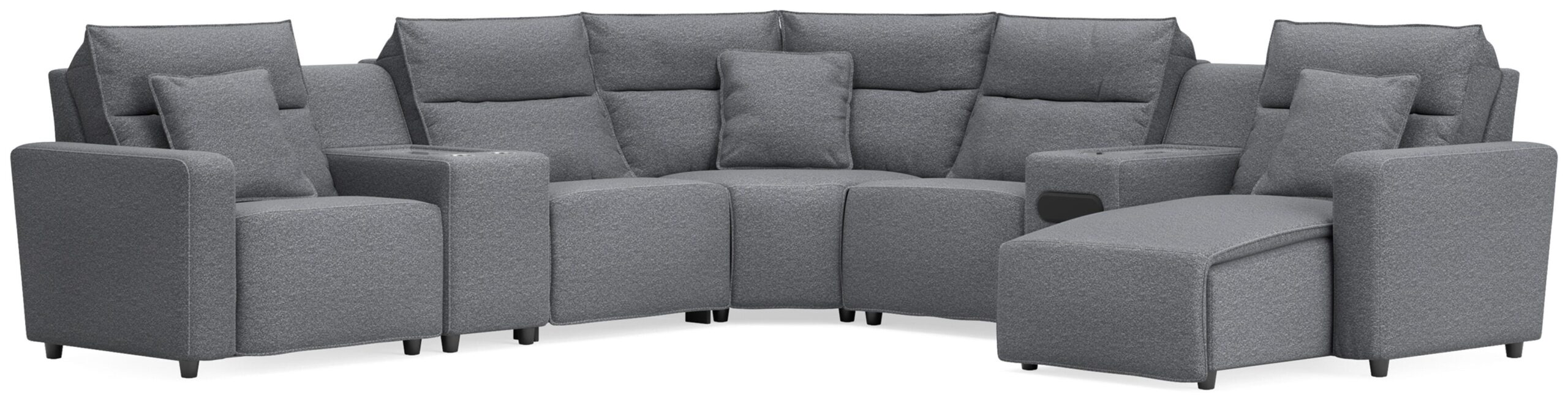e76ebc74f6689bc16693d15a9b421f1d Modmax II 7-Piece Power Reclining Sectional with Chaise and Audio System - Image 1