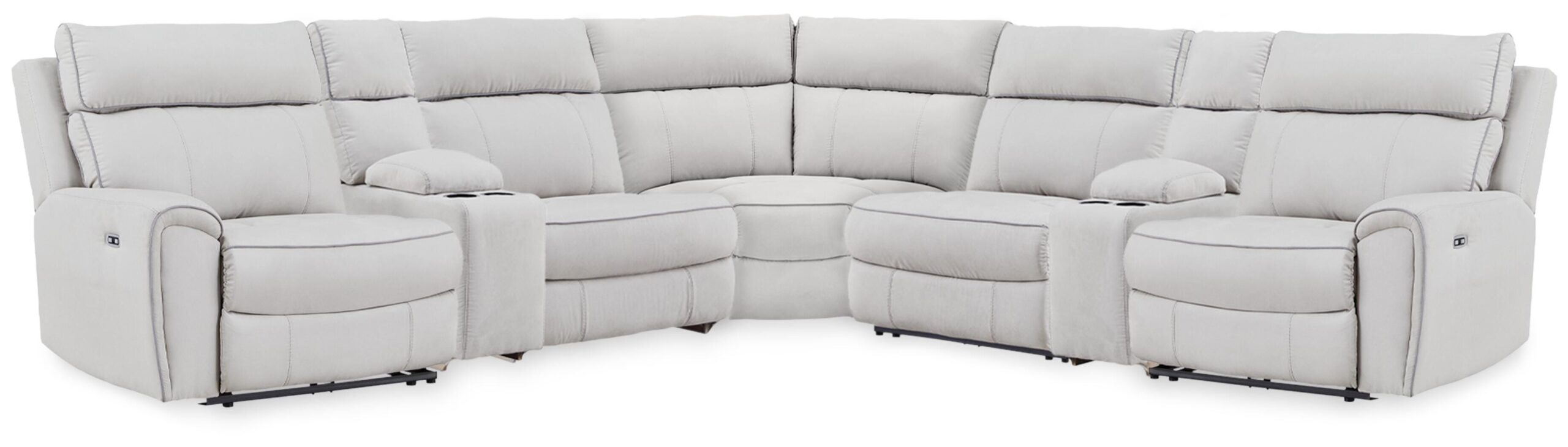 f38b9c08fef02145d264ea3b8a51d350 Social Pointe 7-Piece Reclining Sectional with Storage Consoles - Image 1