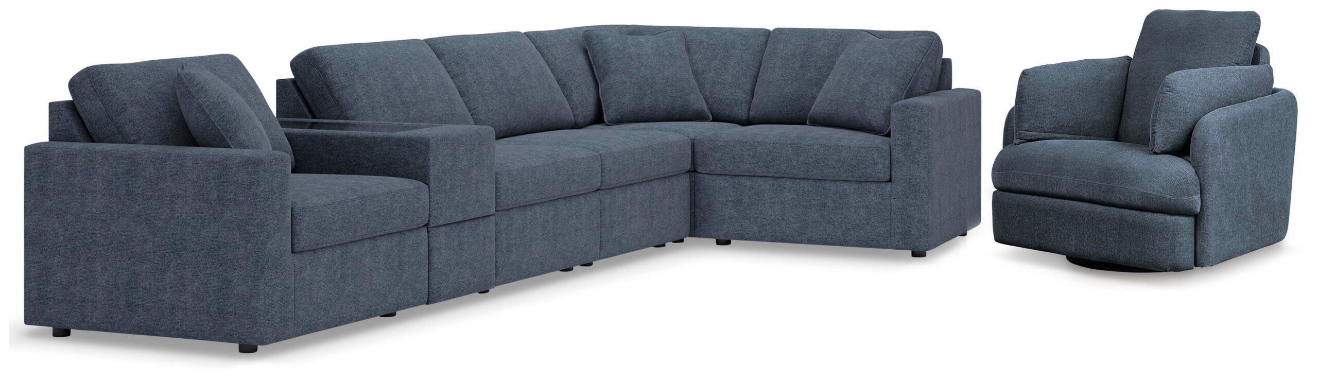 f4427b71528646549ea77e38be0b104e Modmax 6-Piece Sectional and Swivel Glider Recliner - Image 1